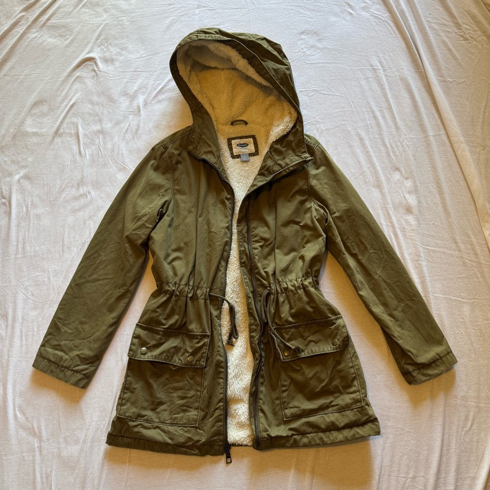 Old Navy Women’s Green Sherpa Lined Hooded Jacket - Size SP
